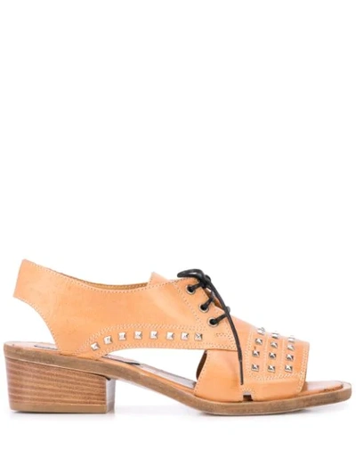 Alberto Fermani Stud-embellished Sandals In Brown