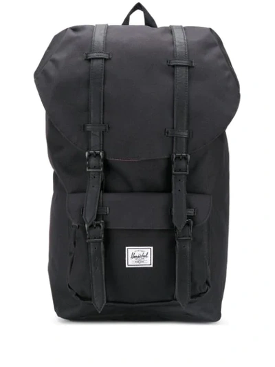Herschel Supply Co Little America Logo Patch Backpack In Black Crosshatch/ Black Rubber