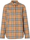 Burberry Oversize Shirt In Cotton With Vintage Check Pattern In Beige