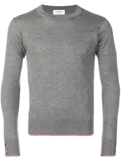 Thom Browne Classic Cashmere Crew Neck Pullover In Grey