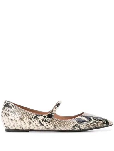Tabitha Simmons Hermione Snake-effect Leather Point-toe Flats In White