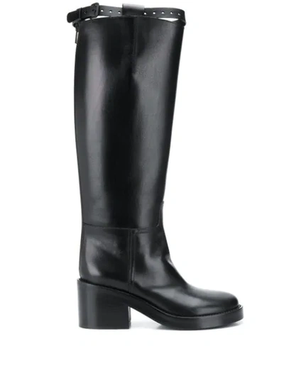 Ann Demeulemeester 75mm Brushed Leather Riding Boots In Black