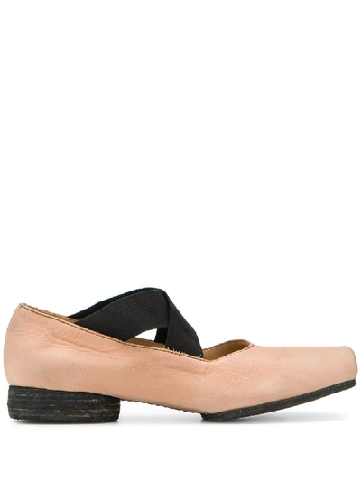 Uma Wang Cross Strap Ballerina Flats In Rose/black