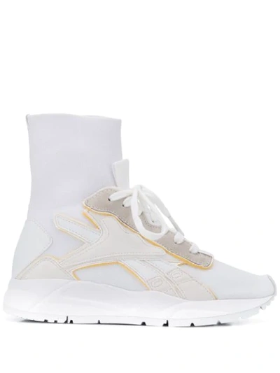 Victoria Beckham Bolton Sock Stretch-knit, Leather And Suede High-top Trainers In White