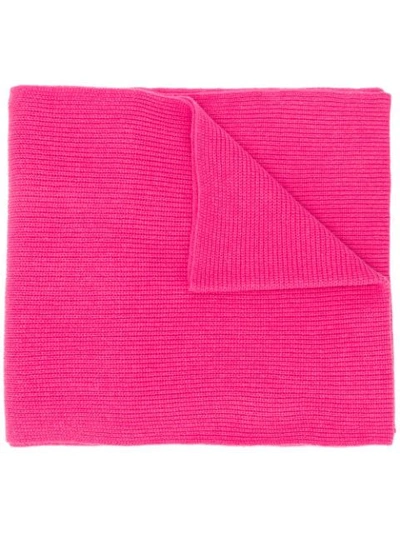 Ganni Ribbed Wool-blend Scarf In Pink