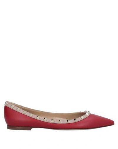 Valentino Garavani Ballet Flats In Maroon