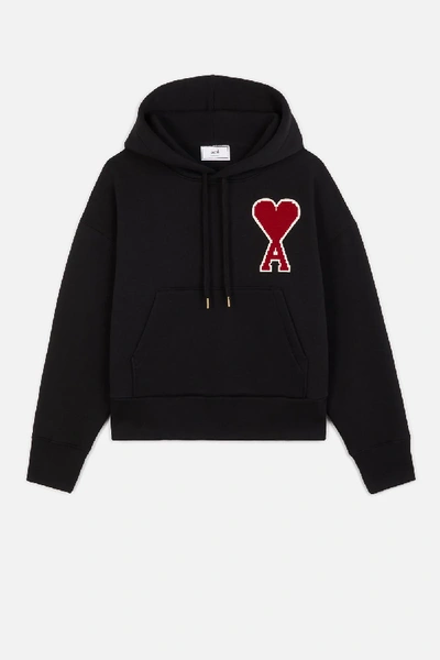 Ami Alexandre Mattiussi Hoodie With Big Ami Coeur Patch In Black