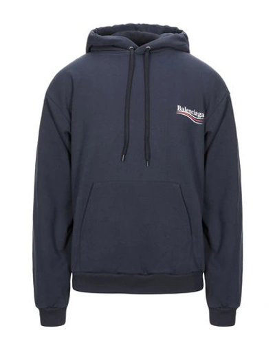 Balenciaga Hooded Sweatshirt In Dark Blue