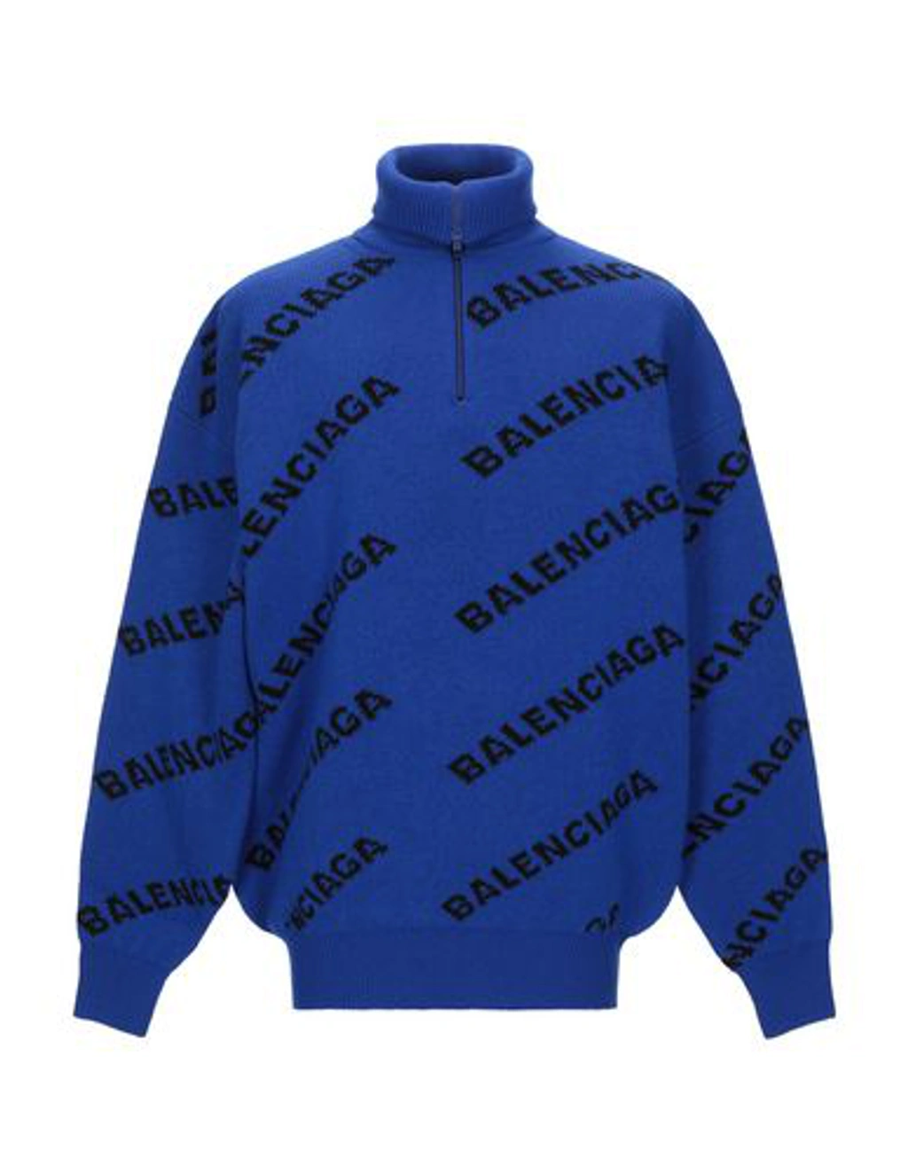 BALENCIAGA バレンシアガ エンブロイダリーニットセーター 555286 T1478 ネイビー XS Balenciaga Sweater With Zip In Bright Blue | ModeSens