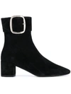 Saint Laurent Charlie Buckled Suede Ankle Boots In Black