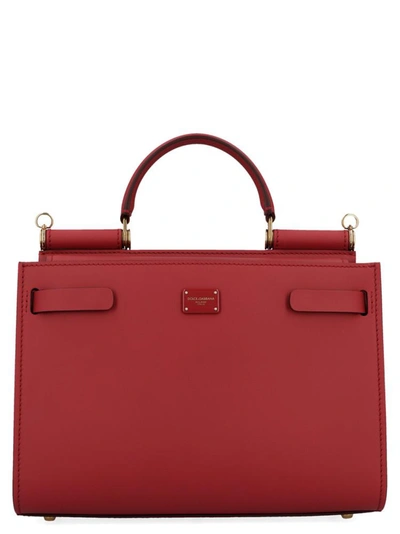 Dolce & Gabbana Sicily Leather Top Handle Bag In Red