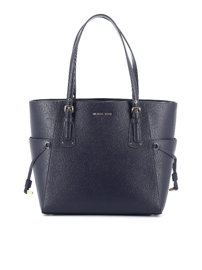 Michael Kors Voyager S Navy Grainy Leather Bag In Blue