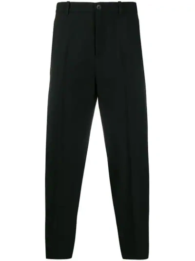 Balenciaga Cropped Wool Gabardine Trousers In Black