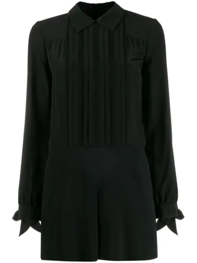 Red Valentino Pleated Details Playsuit In Black