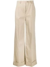 Aspesi Flared Leg High-waisted Trousers In Neutrals