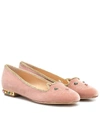 CHARLOTTE OLYMPIA KITTY VELVET BALLET FLATS,P00403481