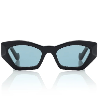 Loewe Geometric Cat-eye Acetate Sunglasses In Black,blue