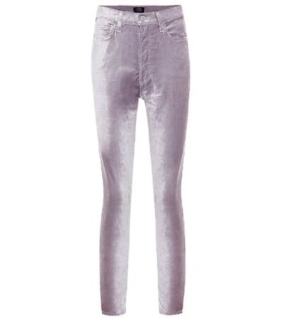 Citizens Of Humanity Olivia High-rise Velvet Skinny Trousers In Grey