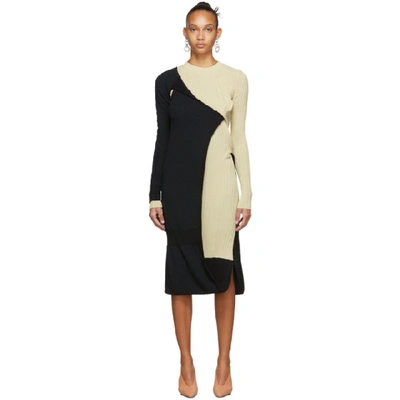 Bottega Veneta Twisted Layer Ribbed Mohair-blend Dress In Black