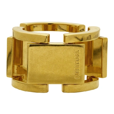 Balenciaga Gold Flat Ring In 0705 Gold