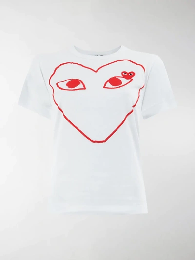 Comme Des Garçons Play Heart Print T-shirt In White