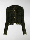 VERSACE FRINGE-TRIMMED KNITTED JACKET,A84386A23180114500722