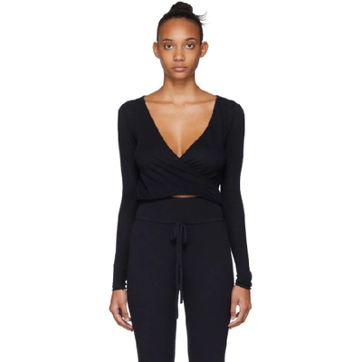 Live The Process Navy Wrap Top In Black