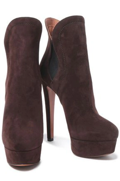 Alaïa Woman Suede Ankle Boots Chocolate In Brown