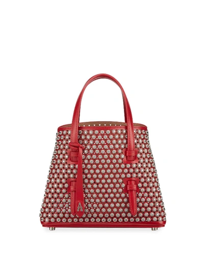 Alaïa Mina Mini Cutout Stud Top Handle Bag In Red