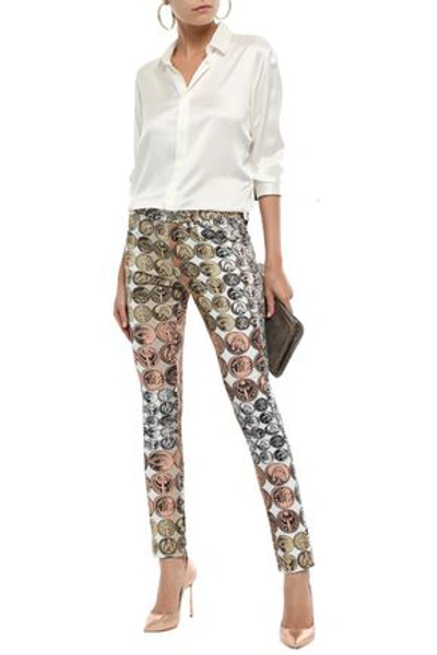 Roberto Cavalli Woman Printed Mid-rise Skinny Jeans Multicolor