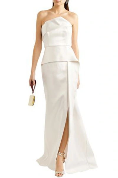 Roland Mouret Addover Strapless Satin Gown In Ivory
