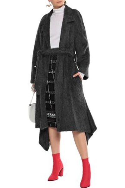 Roland Mouret Woman Belted Alpaca And Wool-blend Coat Anthracite