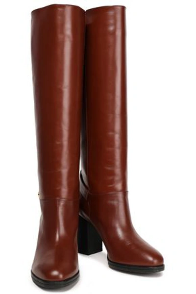 Tod's Buckled Leather Knee Boots In Brown