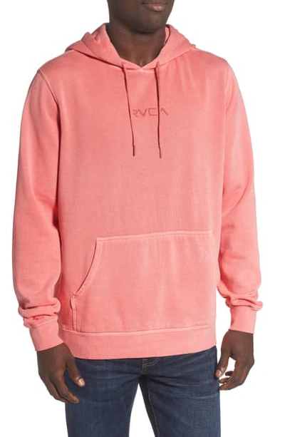 Rvca Tonally Embroidered Hooded Sweatshirt In Dusty Rose