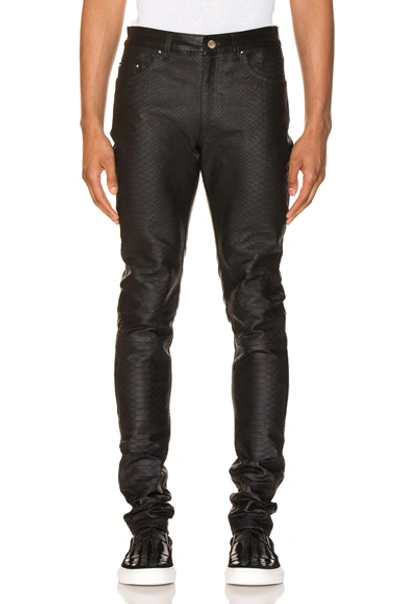 Amiri 15cm Half Printed Python Leather Jeans In Black