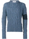 THOM BROWNE 4-BAR ARAN CABLE DONEGAL PULLOVER