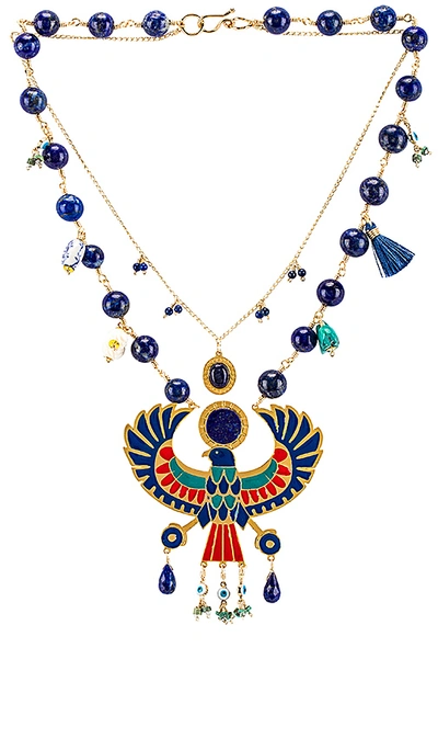 Mercedes Salazar Eagle Pendant Necklace In Blue.