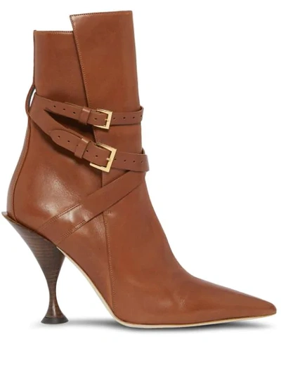 Burberry Hadfield Pedestal-heel Leather Boots In Brown
