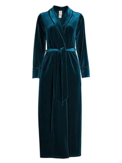 Jonquil Olivia Velvet Robe In Teal