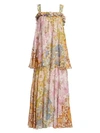 ZIMMERMANN WOMEN'S SUPER 8 FLORAL TIERED SILK-BLEND MAXI DRESS,0400011721445