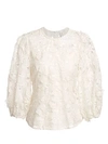 ZIMMERMANN Super 8 Lift Off Floral Lace Puff-Sleeve Blouse