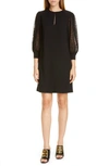 Givenchy Floral Lace Sleeved Dress In Black
