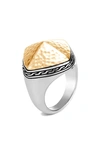 JOHN HARDY CLASSIC CHAIN HAMMERED TWO-TONE SUGARLOAF RING,RZ90521X6