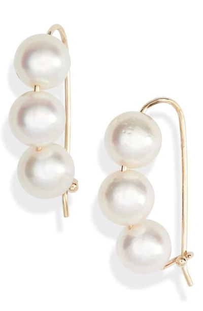 Mizuki 14k Gold Large 3-pearl Earrings