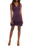 Donna Ricco Cupcake Hem Scuba Sheath Dress In Deep Purple