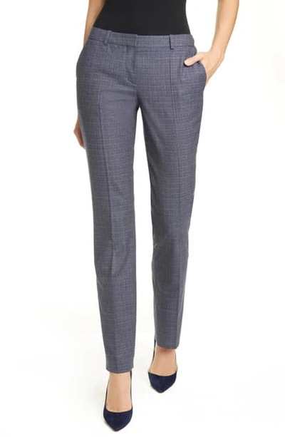 Hugo Boss Titana Crosshatch Virgin Wool Trousers In Pilot Fantasy