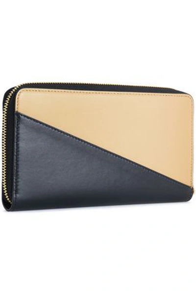 Marni Woman Two-tone Leather Continental Wallet Black