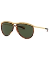 Ray Ban Aviator Olympian Sunglasses Gold Frame Green Lenses 59-13 In Stripped Havana/green