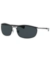 Ray Ban Olympian I Deluxe Sunglasses Black Frame Blue Lenses 62-18 In Black/blue