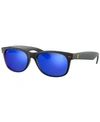 Ray Ban Rb2132m Scuderia Ferrari Collection Sunglasses Black Frame Blue Lenses 55-18 In Matte Black/green Mirror Blue